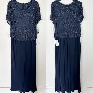 Pisarro Nights Grey Beaded Short Sleeve Jumpsuit Evening 12